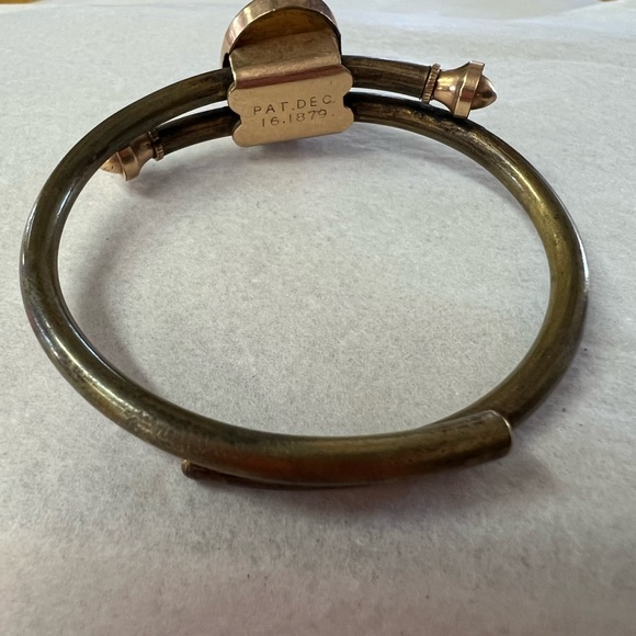 Victorian 1879 bracelet 10k bypass mourning onyx pearl - Picture 2 of 6